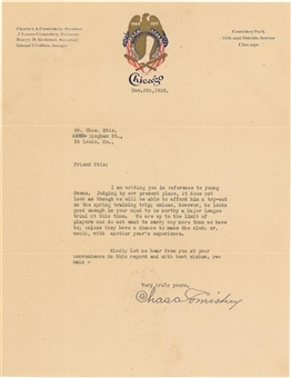 1926 Charles Comiskey Signed Type Letter on Chicago White Sox Letterhead (JSA)